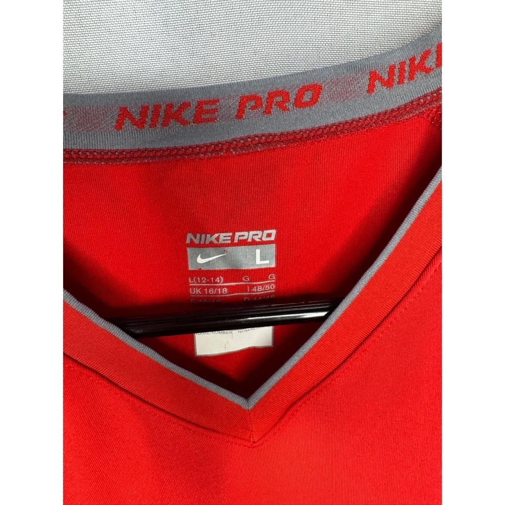 Nike Pro Dri-FIT Sleeveless V-Neck Training Shirt Red youth Large Athletic Top